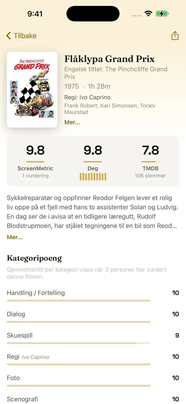 Flåklypa Grand Prix's detail page in Norwegian
